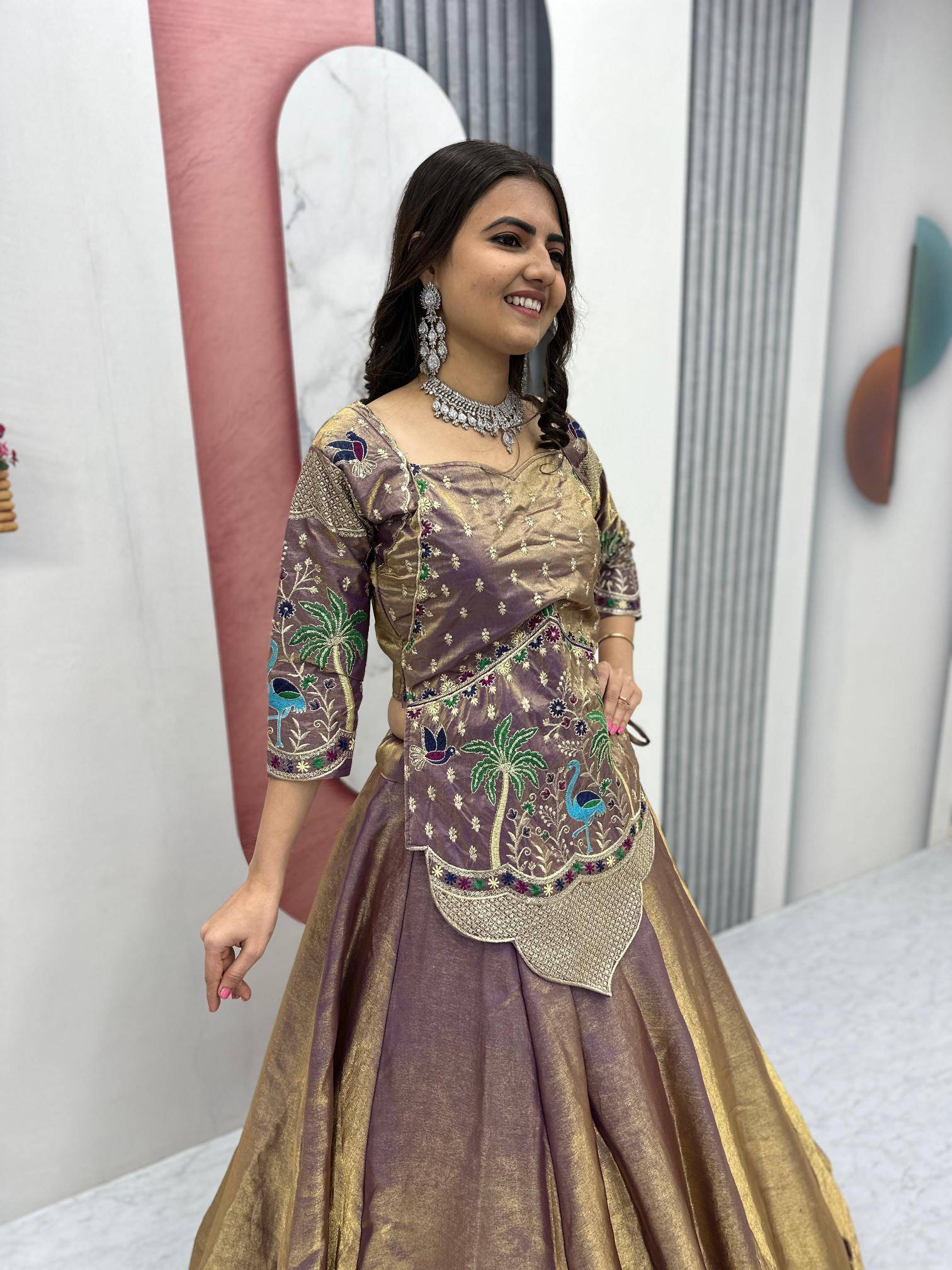 Tapi 312 silk satin Purple Fancy lehenga choli
